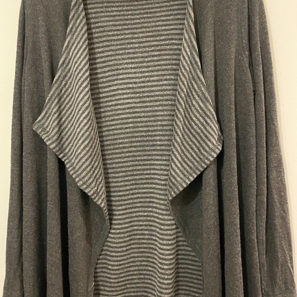 Eileen Fisher Open Front Reversible Striped Cardigan - Picture 2 of 4